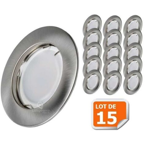 Lot De 5 Spots LED Encastrables Complets - Alu Brossé - Blanc Chaud 5W (équivalent 50W) - Neufs