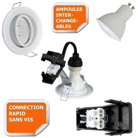 Lot De 5 Spots LED Encastrables Orientables - Blanc Neutre - Complet - Neuf