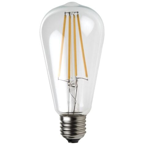 Lot de 5 Ampoules Led Filament ST64 Style Edison Teardrop 7 watt (eq.52 watt) Culot E27