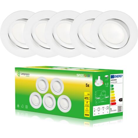 Lot de 30 Spot LED 4.9W 120° GU10 orientable downlight Ø90 Lumière Blanc Neutre