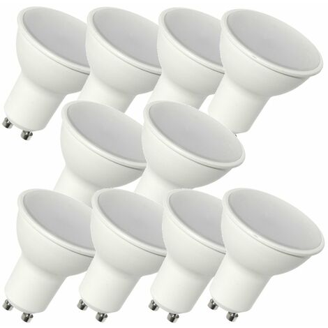 10 Ampoules LED GU10 dimmable 460 Lumens Blanc Chaud 3000K, 6 Watts Compatible Variateurs
