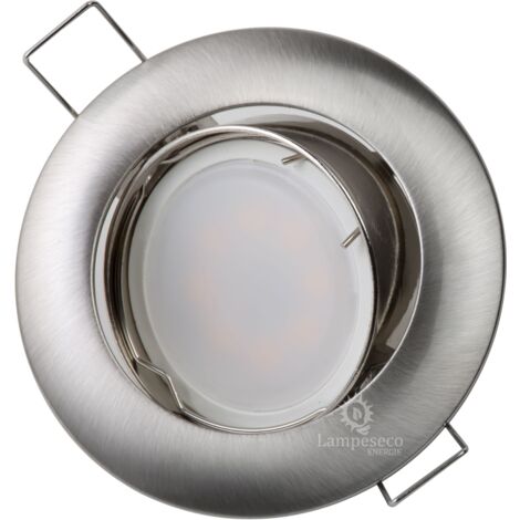 Lot de 10 Spots Encastrable LED Alu Brossé GU10 Dimmable Blanc Neutre