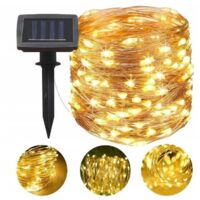 Lampesecoenergie – Guirlande solaire 100 LED blanc chaud – Longueur 1190 cm – Éclairage automatique avec capteur crépusculaire – Classe IP44