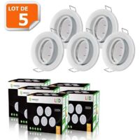 Lampesecoenergie – Lot de 5 spots encastrables orientables LED GU10 5W – Blanc chaud 2800K – Installation facile 230V – Angle de diffusion 120°