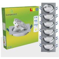 Lot de 6 Spot led encastrable orientable carré 5w eq. 50w, blanc neutre