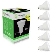 Pack de 5 Ampoules Led GU10 5W Blanc Froid 120°