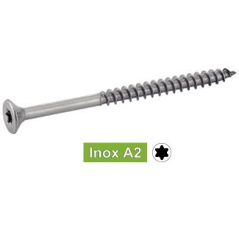 Vis à bois tête fraisée Torx partiellement filetée inox - Longueur: 40 - Qualite Inox: A2 - Diamètre: 4
