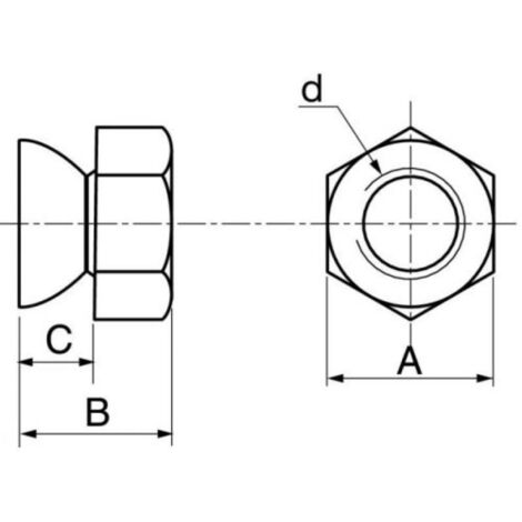 Ecrou inviolable autocassant inox - Qualite Inox: A2 - Diamètre: 8 (1/5)