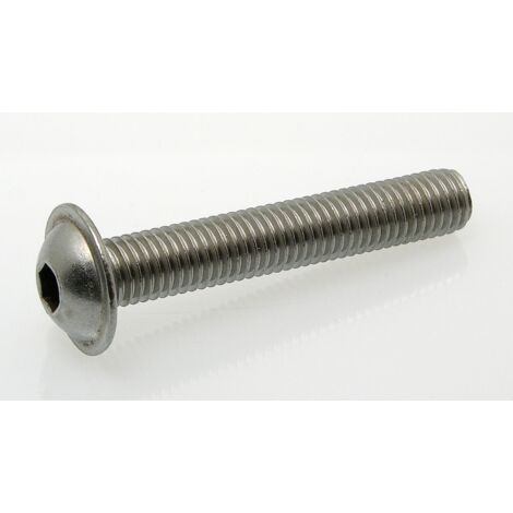 Vis à métaux tête bombée, hexagonale creuse inox - Longueur: 10 - Qualite Inox: A2 - Diamètre: 5 (1/5)