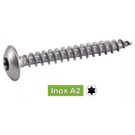 Vis à bois tête cylindrique large pour penture inox - Longueur: 45 - Qualite Inox: A2 - Diamètre: 6