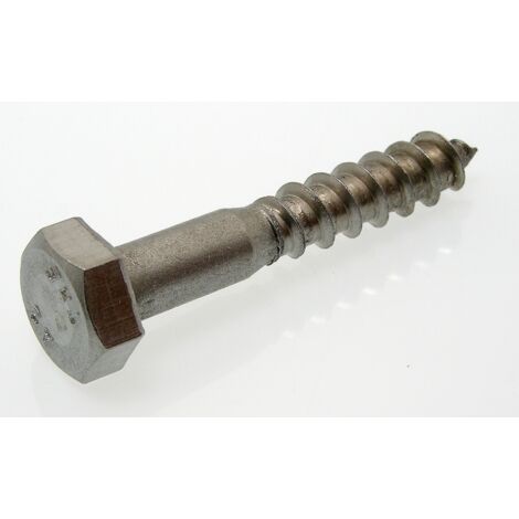 Vis à bois, tête hexagonale, tire-fond inox - Longueur: 50 - Qualite Inox: A2 - Diamètre: 6 (1/8)