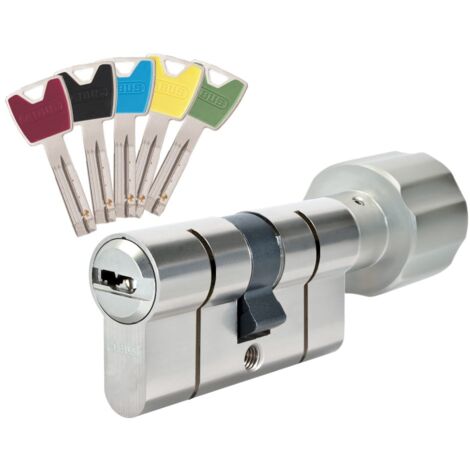Abus – Cylindre de serrure à bouton P6PS – Protection anti perçage et pré snap – 5 clés réversibles colorées – Compatible avec toutes portes - 30boutonx30