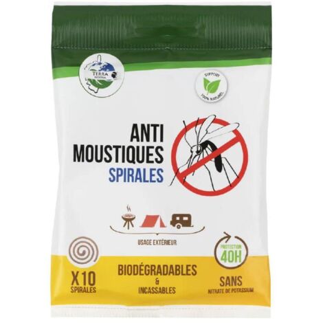 Spirales anti-moustiques biodégradables – 40h de protection – Insecticide biologique 100% d'origine végétale – Fabriqué en France – Terra Nostra (1/5)