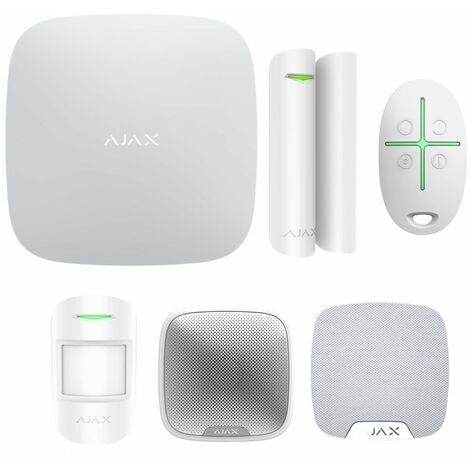 Kit alarme sans fil pour maison – 1 centrale AJAX Hub, 1 détecteur de mouvement, 1 sirène intérieure 105 dB, 1 sirène extérieure 113 dB – Portée jusqu'à 1200 m