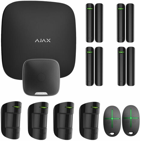 Kit alarme sans fil StarterKit Max – Sirène extérieure 85-113 dB – Portée jusqu'à 1700m – Application AJAX – Installation rapide