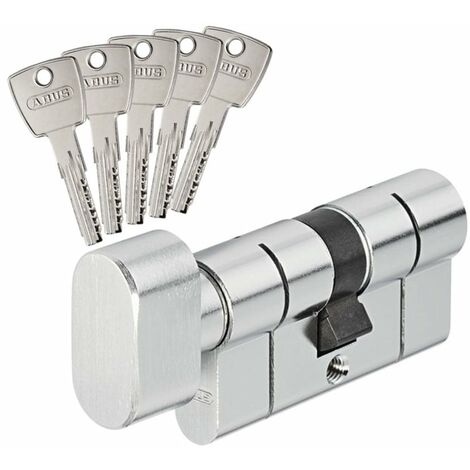 Cylindre Serrure Haute Sécurité ABUS D6PS 30/30 Bouton Argenté 5 Clés