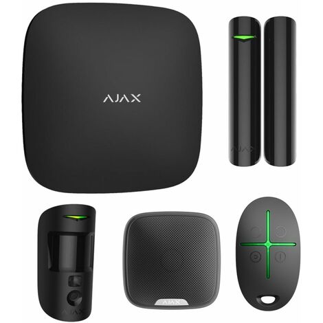 Starterkit alarme AJAX Hub 2 – Sirène extérieure 113dB – Détecteur de mouvement MotionCam 12m – Application mobile AJAX