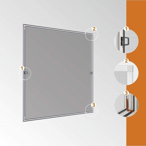 Froadp 100×120cm Moustiquaire avec Marron Cadre en Aluminium Anti-poussière Extensible Fixation sans Perçage Individuellement Découpable pour Fenêtre Patio Chambre Salon 
