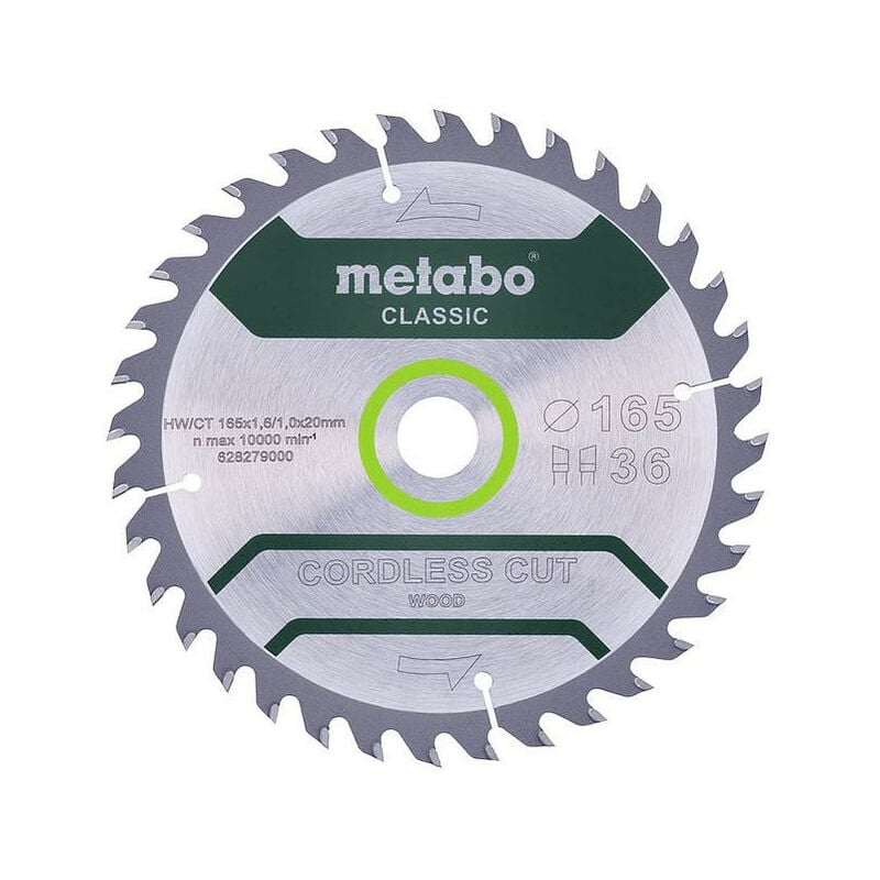 Metabo - Lame de scie circulaire «cordless cut wood» classic 165x1.6x20 mm 18 dents WZ