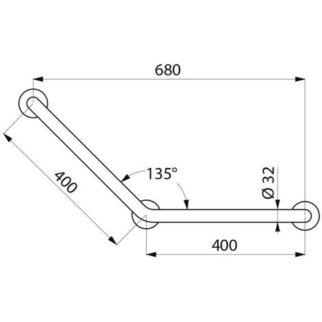 Barre de maintien Delabie 35082S coudée 135° inox satiné 400x400mm 3 points de fixation