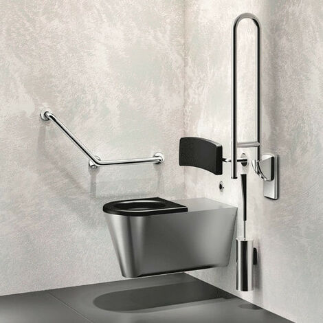 Barre de maintien Delabie 35082S coudée 135° inox satiné 400x400mm 3 points de fixation