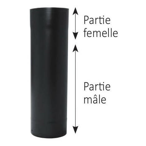 Tuyau rigide TEN 344011 émail noir mat 100cm D150mm