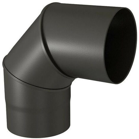 TEN – Coude émaillé noir mat 90° Ø 139 mm – Acier émaillé 4/10e – Résistance élevée aux acides et températures – Pour chaudières gaz et fioul (1/3)
