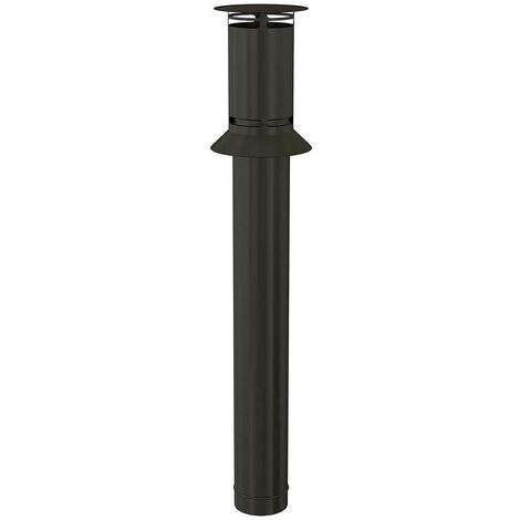 TEN – Terminal vertical concentrique 80/125 mm – Longueur 580 mm – Hauteur 1,17 m – Inox et acier galvanisé noir – Évacuation des gaz brûlés
