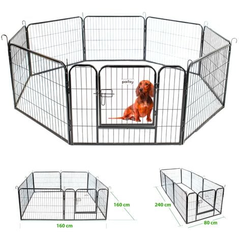 Parc Enclos pour chien chiot et lapin GARDEO80x60x8, 8 panneaux 80X60cm,  2,56M2, modulable, intérieur et