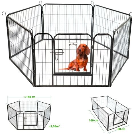 Parc pour chiens enclos en métal pour chien parc pour chiot rongeur et  lapin pliable avec porte gris 122 x 80 x 70 cm 12_0001