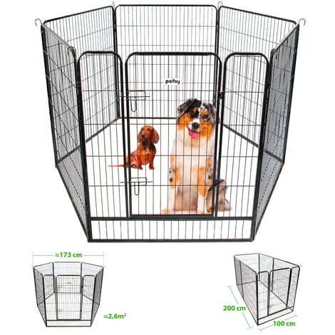 Parc Enclos pour chien chiot et lapin GARDEO100x120x6, 6 panneaux  100x120cm, 2M2, modulable, intérieur et extérieur