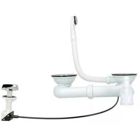 Vidage Nicoll 224045 pour évier 2 bacs D90mm automatique et manuelle blanc