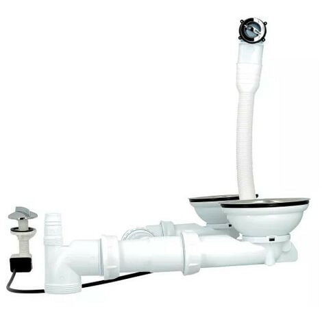 Vidage Nicoll 224045 pour évier 2 bacs D90mm automatique et manuelle blanc