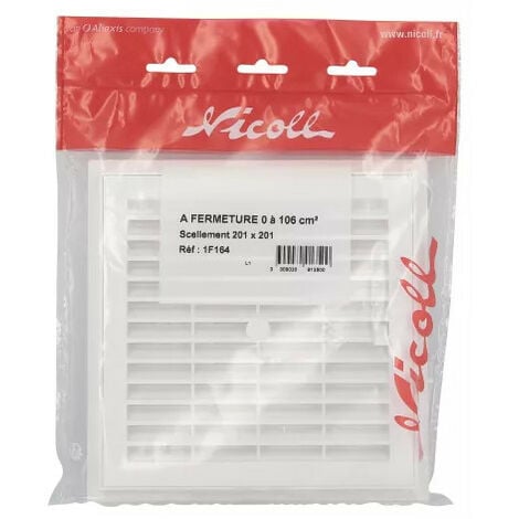 Grille de ventilation Nicoll 1F164 carrée à fermeture 201x201mm blanc