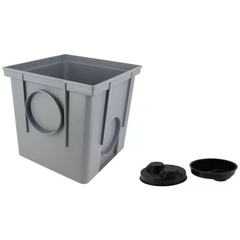 Nicoll – Regard d'interface RIFT Télécom 25x25x25cm D10cm en PVC gris clair – 2 bouchons réducteurs doubles – Sortie verticale (1/5)