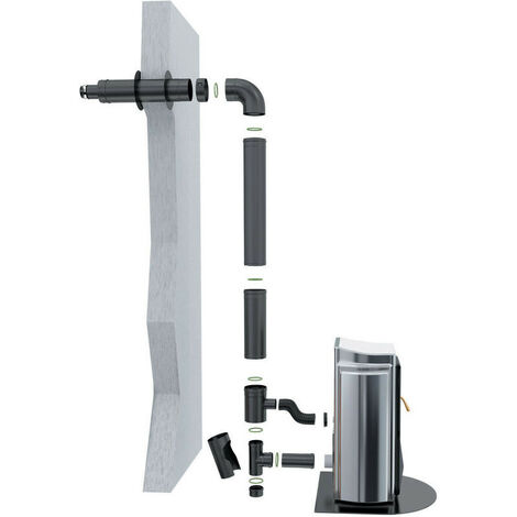 BIOTEN – Kit de raccordement façade Bioten 80/125 noir – Conduit bi-flux pour poêles à granulés – Installation rapide sans travaux coûteux (1/10)