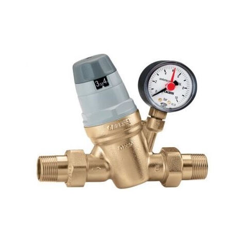 Caleffi – Réducteur de pression 3/4' avec manomètre – Corps laiton, pression amont 25 bar, pression aval réglable 1-6 bar – R53520