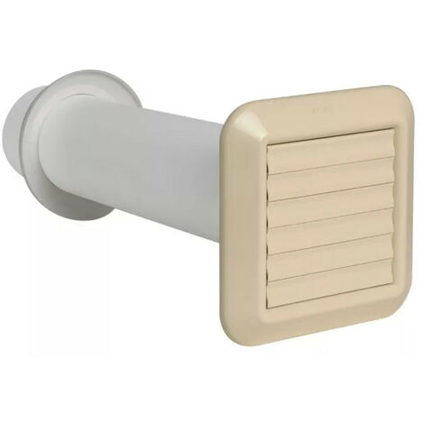 Nicoll – Traversée de mur TMTX 100mm – PVC anti-UV couleur sable – Longueur 400mm – Grille à volets mobiles pour extérieur