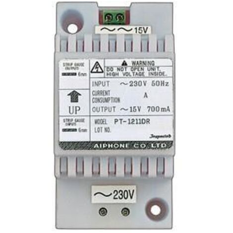 Aiphone – Transformateur modulaire 3 modules – Tension d'entrée 230Vac – Tension de sortie 15Vac – Courant 0,7A – PT1211DR