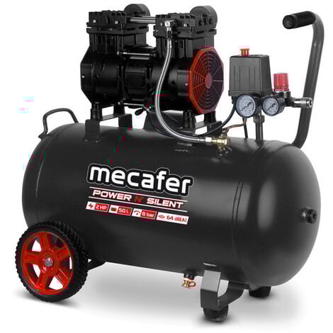 Compresseur d'air Mécafer Power'n silent 50L 2Hp 8bar avec 2 roues