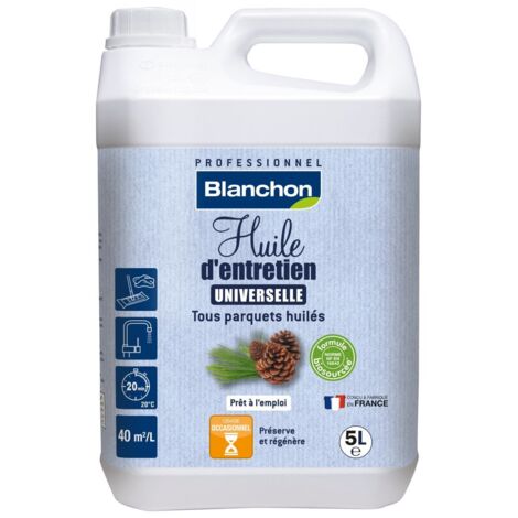 Huile d'entretien universelle Blanchon 5110086 biosourcée mat 5L prêt à l’emploi pour tous les parquets