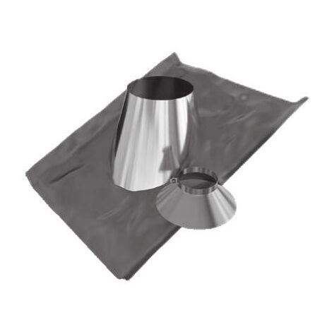 TEN – Solin de toit inox 5° à 30° – Collet d'étanchéité Ø153 mm – Compatible tuiles et ardoises – Bavette plomb 800 x 800 mm