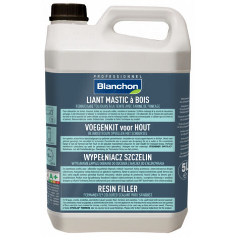 Blanchon – Liant mastic à bois 5l naturel – Rebouchage joints et fissures jusqu'à 2mm – Séchage rapide – Excellente adhérence pour parquets collés (1/3)