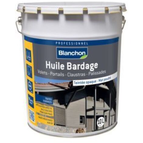 Blanchon – Huile pour bois 10L – Opaque gris naturel – Imprégnation durable pour bardages et bois extérieurs – Application facile sans essuyage (1/4)