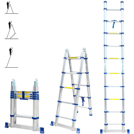 [JAMAIS UTILISÉ] Echelle télescopique articulée 3,2m STEMPAKT, escabeau 2x5 marches pliable professionnel multifonction, hauteur travail max 4,1m, garantie 5 ans Hoström