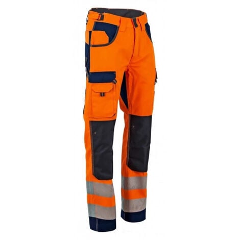 Pantalon LMA 1679 Polarisation haute visibilité taille 60 multipoche tricolore poches genouillères en Oxford