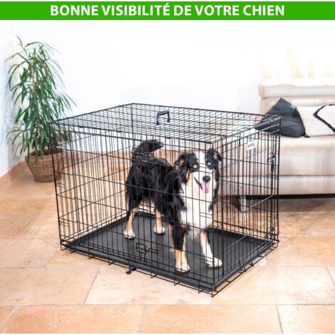 Cage pour chien FortressooXL, caisse de transport pour chien moyen 107x71x77cm, pliable, 2 portes, plateau amovible, utilisation interieur, Paitsy