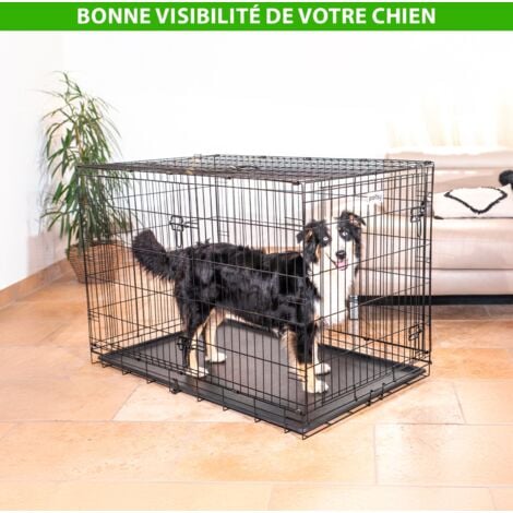 Cage pour chien Fortressoo2XL, caisse de transport pour grand chien 122x75x84cm, pliable, 2 portes, plateau amovible, utilisation interieur, Paitsy