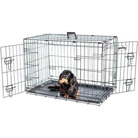 Cage pour chien FortressooM, caisse de transport pour chien et chiot 75x47x54cm, pliable, 2 portes, plateau amovible, utilisation interieur, Paitsy