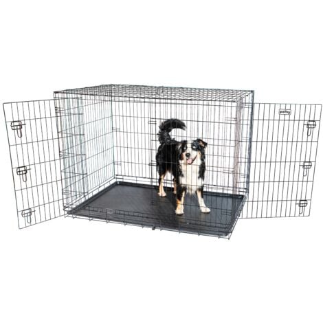 Cage pour chien Fortressoo3XL, caisse de transport pour grand chien 137x94x114cm, pliable, 2 portes, plateau amovible, utilisation interieur, Paitsy